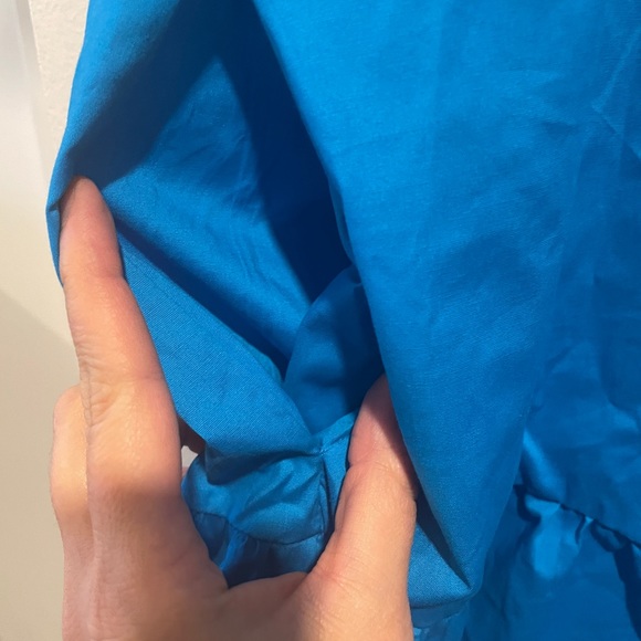 Donna Morgan Poplin button up cotton dress blue size 14 - Picture 6 of 10